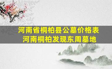 河南省桐柏县公墓价格表 河南桐柏发现东周墓地